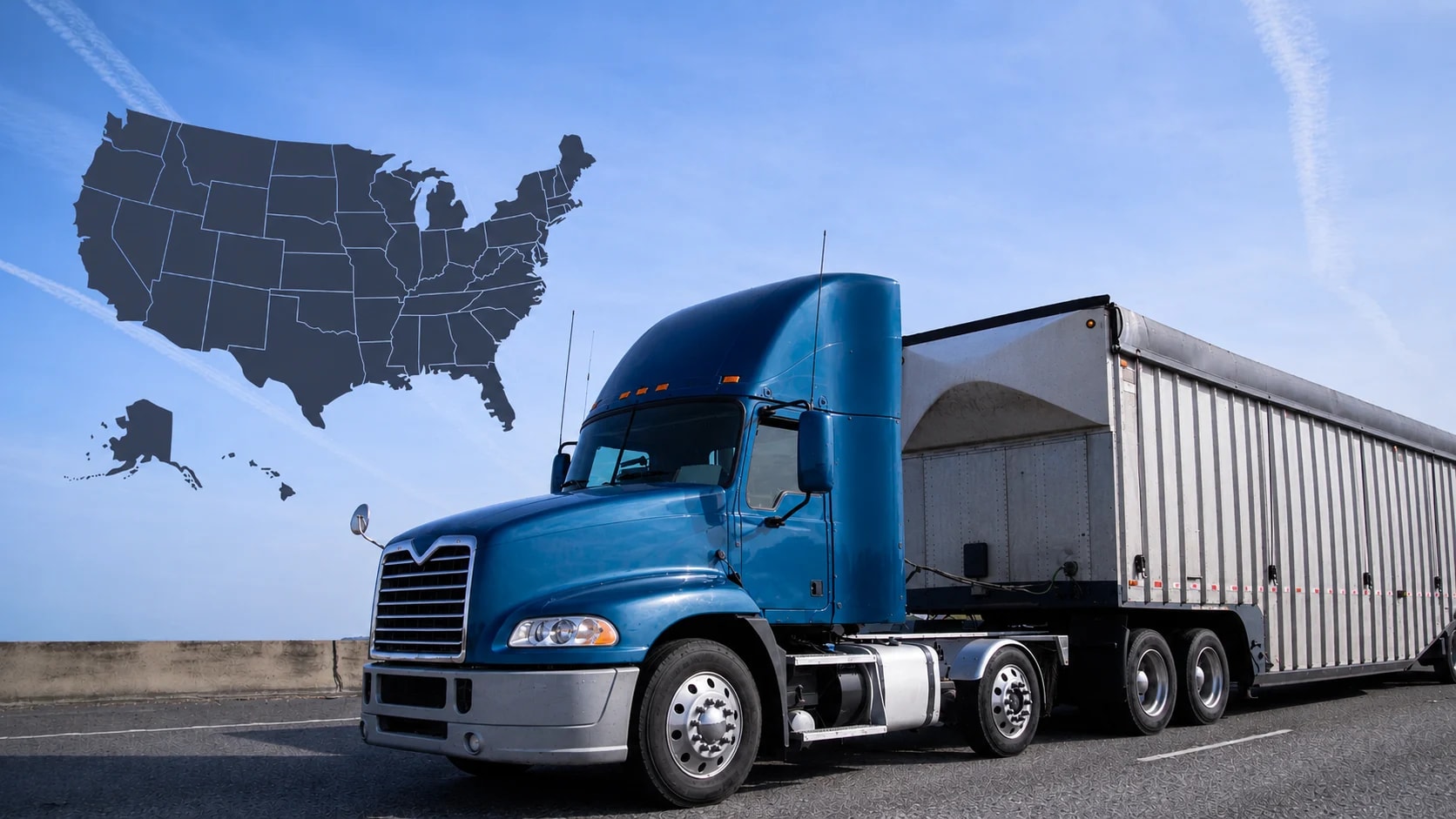 irp-registration-for-interstate-trucking Blue commercial truck representing IRP registration for interstate operations across the United States.
